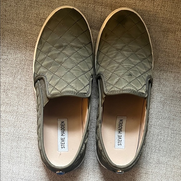 Steve Madden Shoes - Steve Madden Quilted Olive Green Slip-On Sneakers